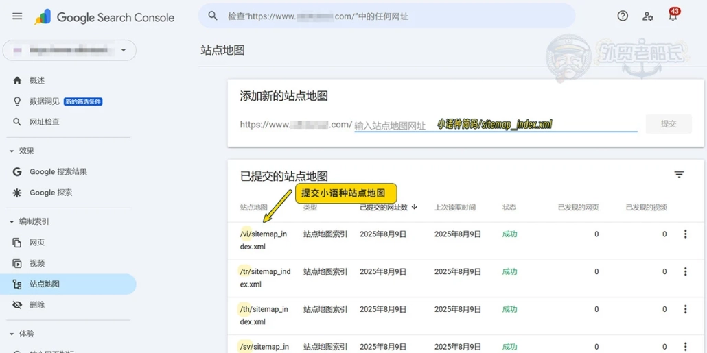 小语种网站的站点地图提交到Google Search Console搜索控制台