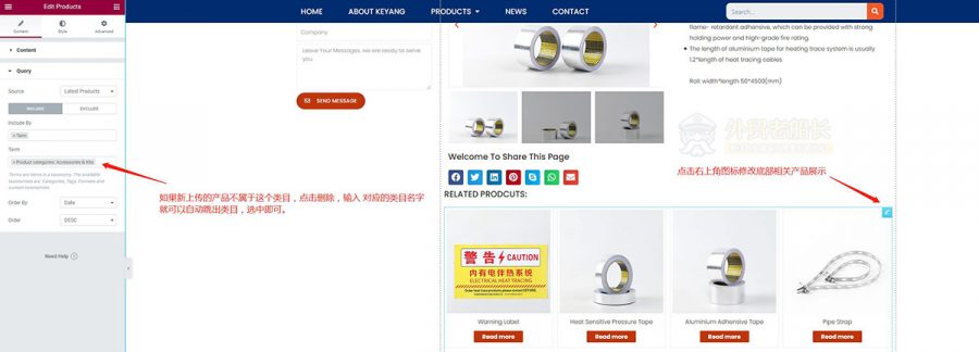 11-Elementor外贸网站产品页面类目调用修改